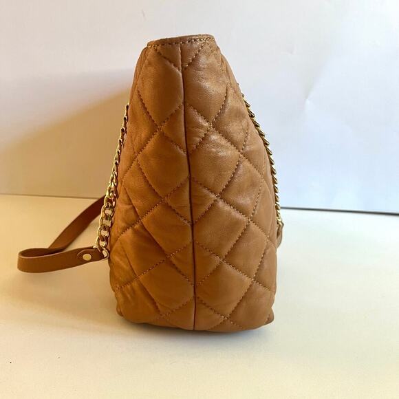 MICHAEL KORS Quilted Leather Tote, Acorn Brown with Gold Accents - Picture 6 of 10